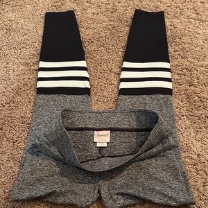 BOMBSHELL SPORTSWEAR Black and Gray Striped Leggings